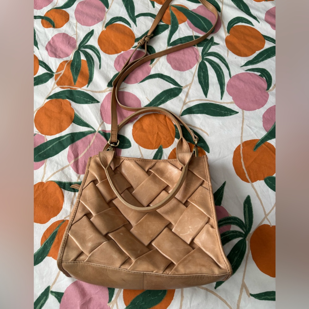 Quality Tan Woven Leather Tote Bag